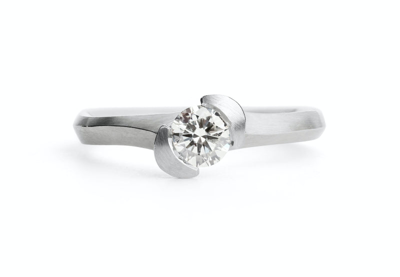 Hand Carved Asymmetric platinum and white diamond Arris Ring-McCaul