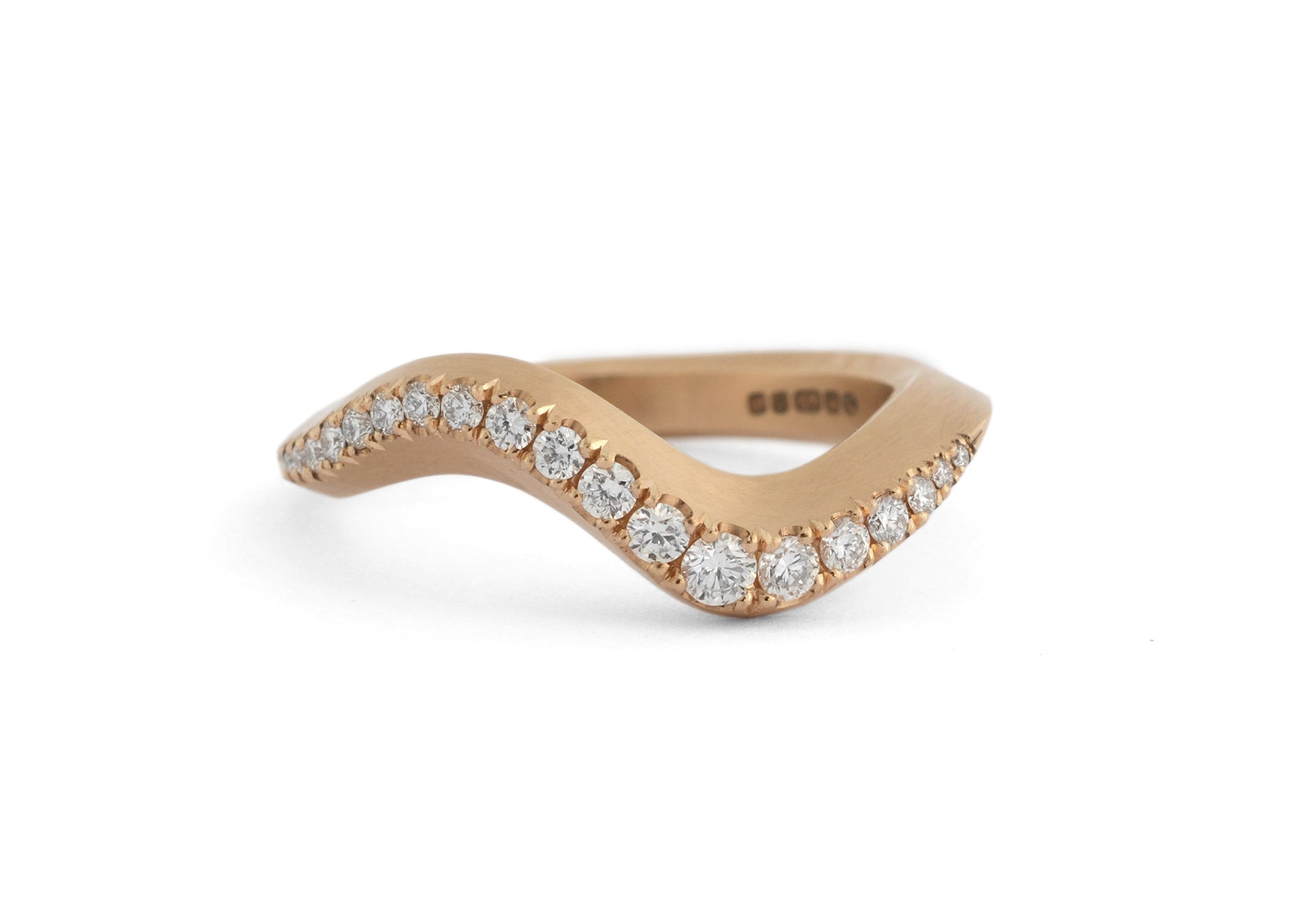 Arris band ring rose gold with castelle white diamonds