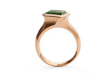 Arris carved 18ct rose gold and mint green tourmaline ring
