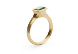 Arris hand-carved 18ct yellow gold and emerald engagement ring
