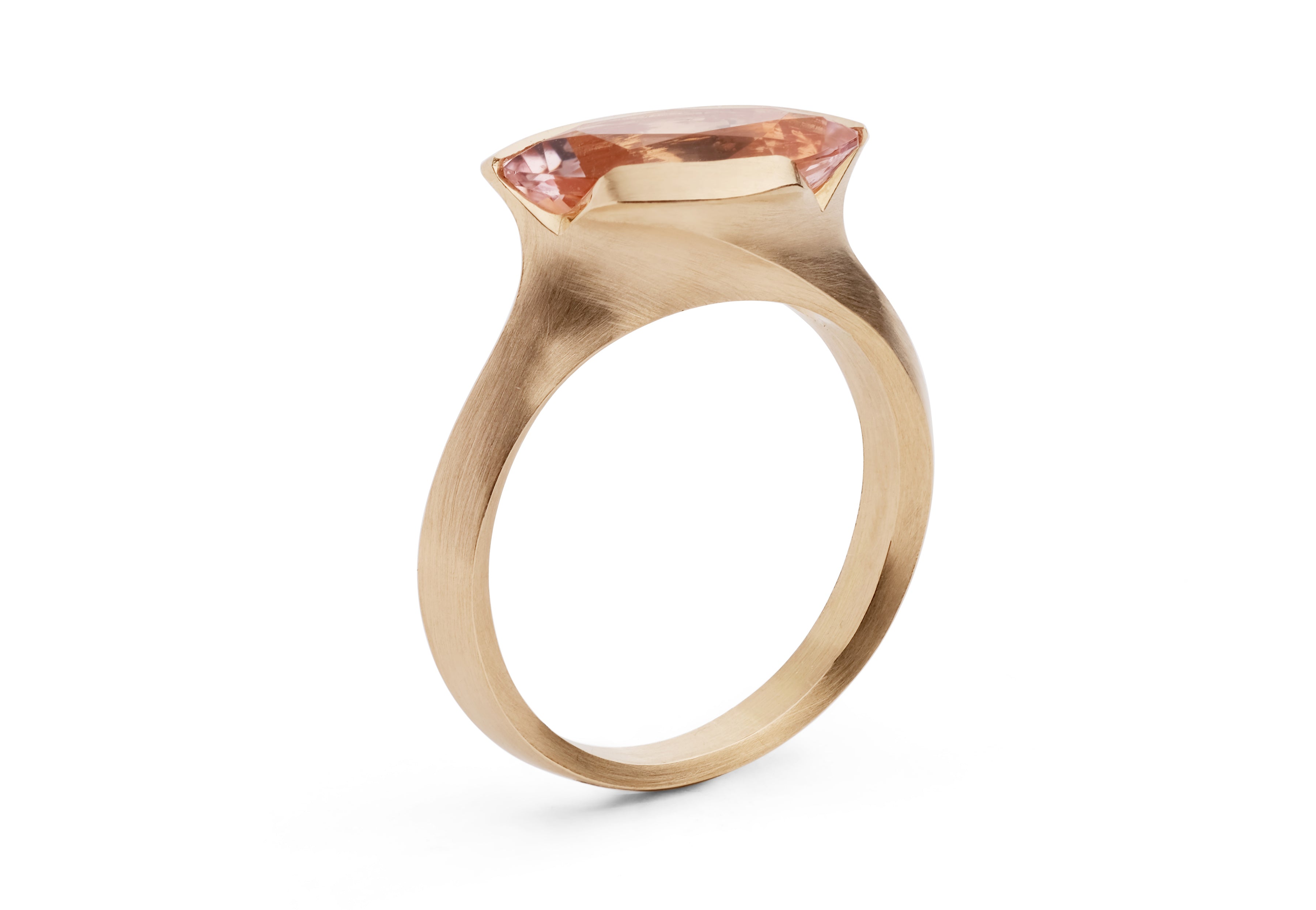 Arris carved rose gold ring with marquise morganite-McCaul