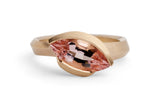 Arris carved rose gold ring with marquise morganite-McCaul