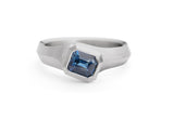 Platinum Arris ring with emerald cut sapphire-McCaul