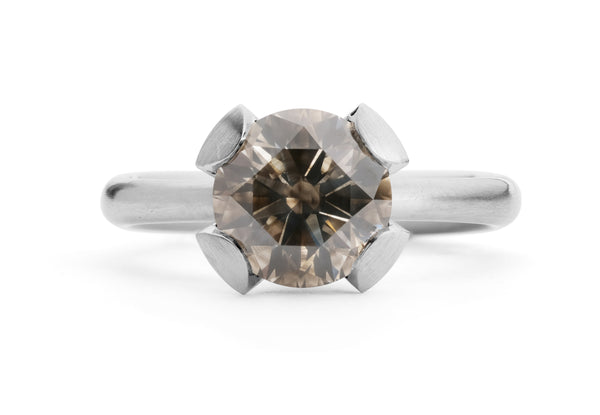 Platinum Calyx ring set with grey diamond-McCaul