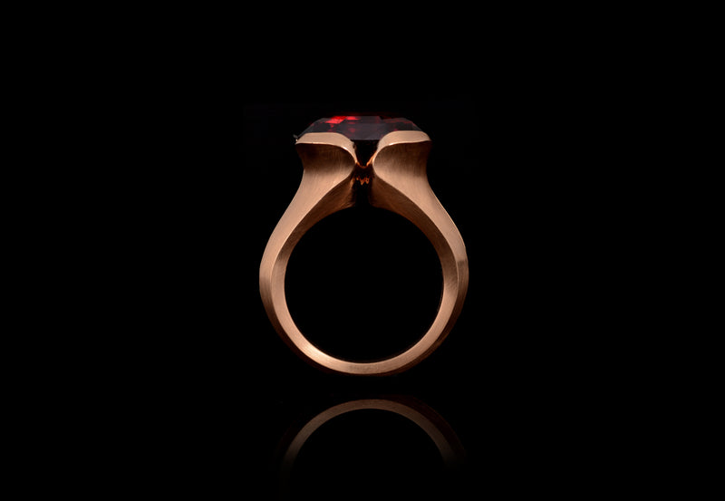 Umbalite garnet red gold diamond set ring