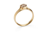 Hand carved rose gold Arris ring with cognac diamond