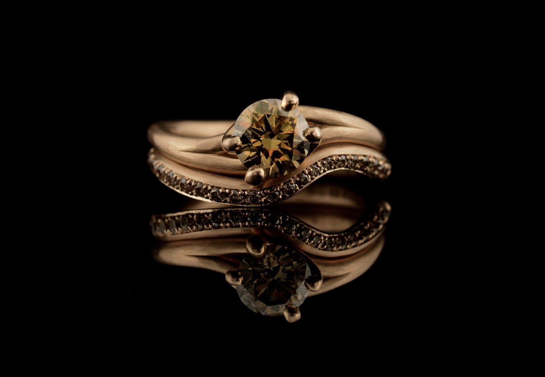 ‘Embrace’ 18ct rose gold and cognac diamond ring-McCaul