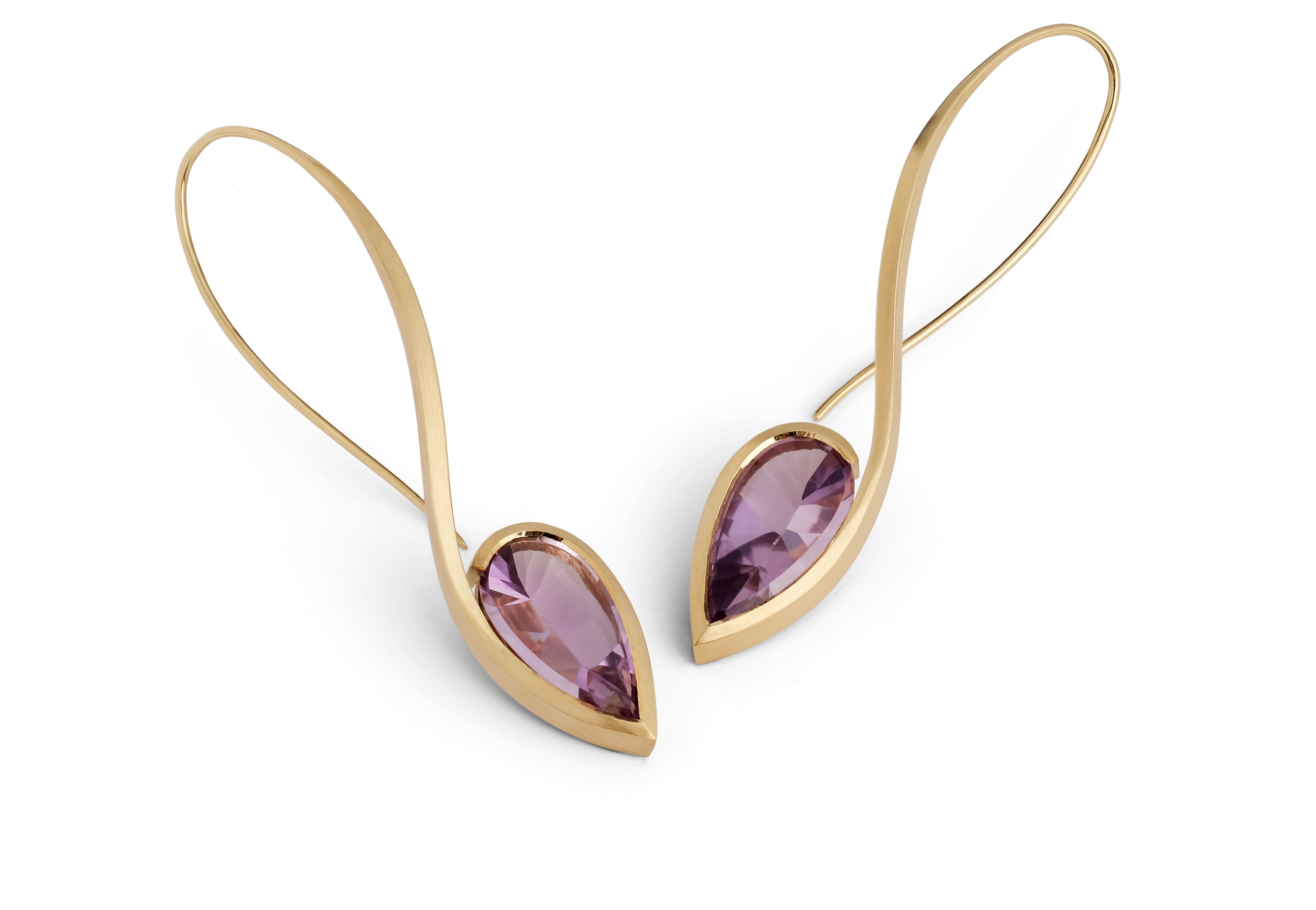 Forged yellow gold and amethyst earrings-McCaul