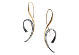 Glyph - Hand forged 18ct yellow gold and iron pave set earrings-McCaul