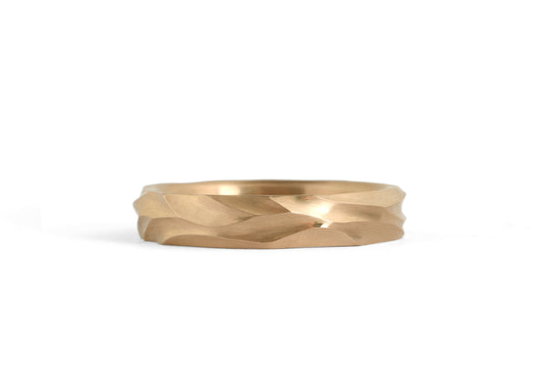Dune - Hand carved ladies 18ct rose gold wedding band