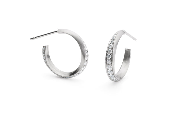 Diamond set Mobius hoop earrings-McCaul