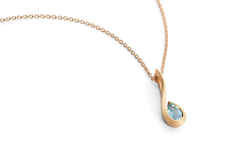 Rose gold and pear shaped Paraiba tourmaline twist pendant-McCaul