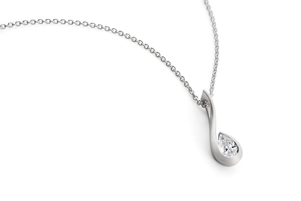 Platinum and pear shaped white diamond Twist pendant