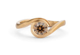 'Wave' rose gold engagement ring with cognac diamond