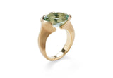 Rose gold and mint green tourmaline carved ring
