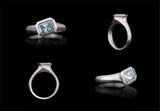 Arris carved platinum and blue diamond ring-McCaul