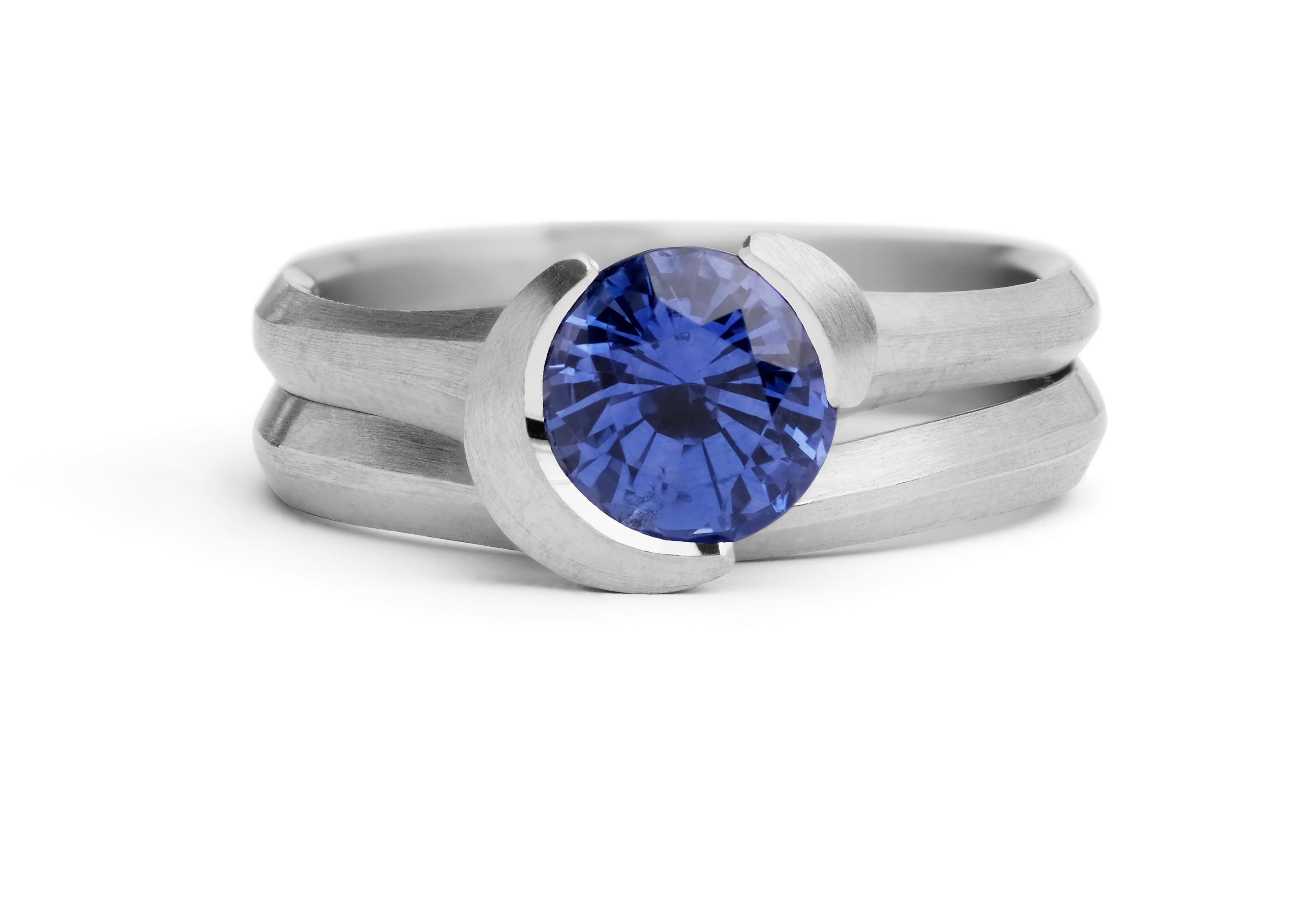 Arris carved platinum and sapphire ring-McCaul