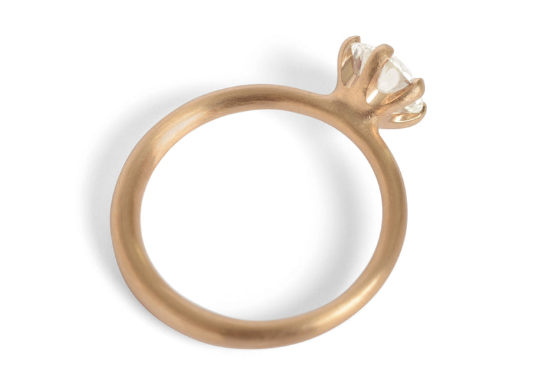 Sculpted six claw 18ct rose gold engagement ring 