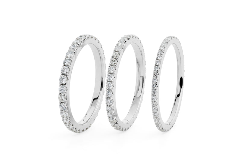 'Thread' fine platinum diamond set wedding/eternity bands-McCaul