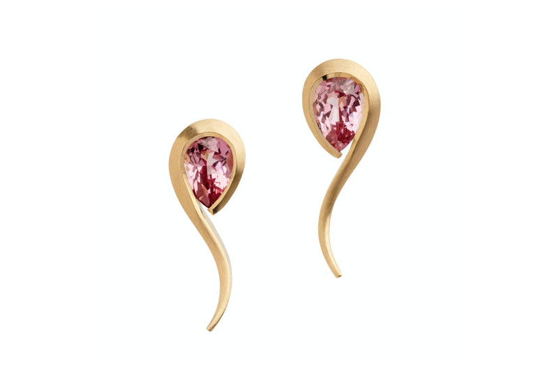 Rose Gold and Pink Spinel Twist Earrings-McCaul