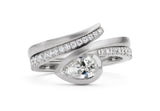 White pear diamond and platinum 'Twist' engagement ring-McCaul