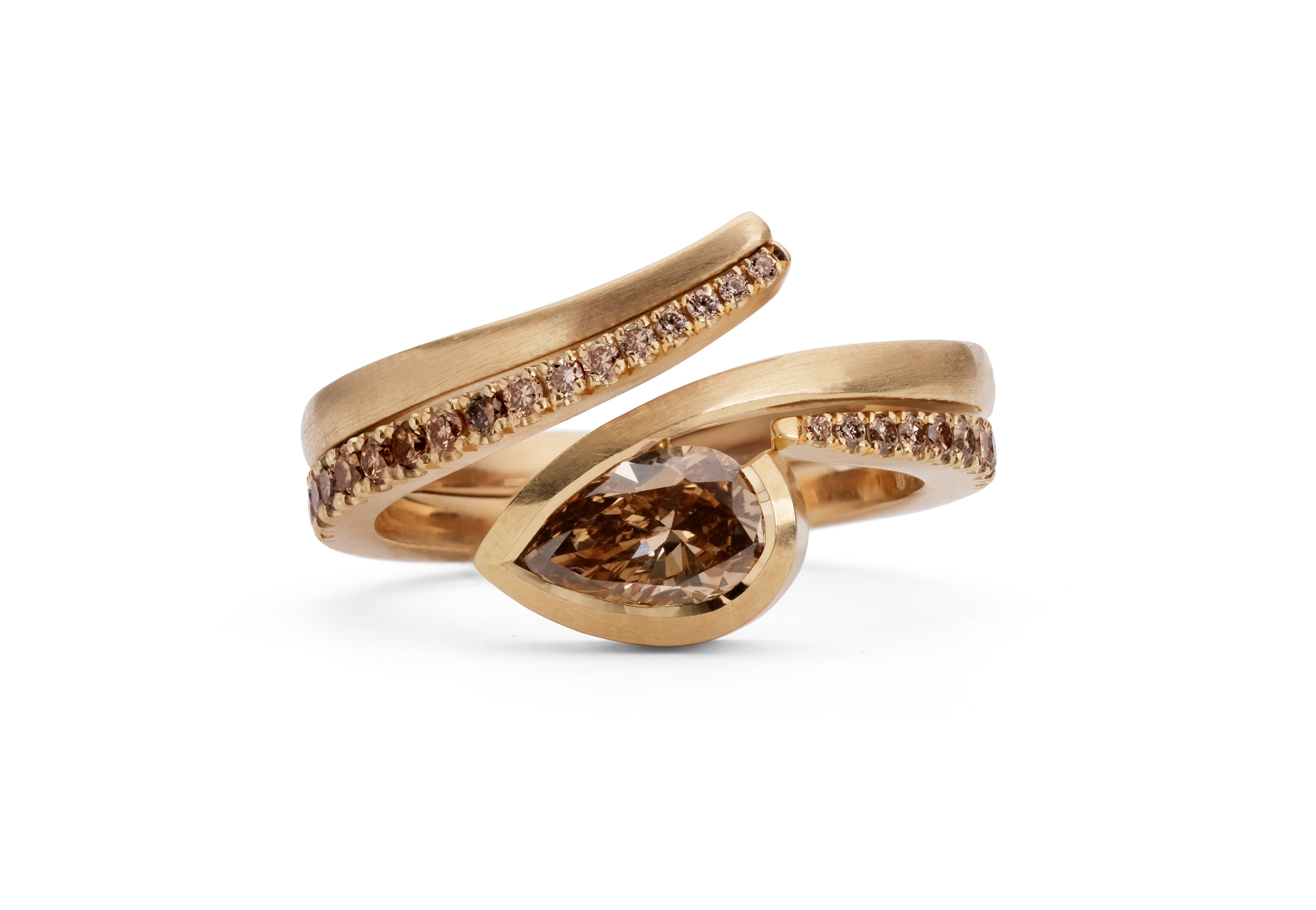 Cognac diamond Twist fitted wedding band-McCaul