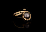 18 carat forged gold ring with tahitian pearl-McCaul