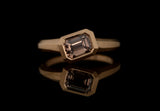 Arris rose gold and emerald cut cognac diamond ring