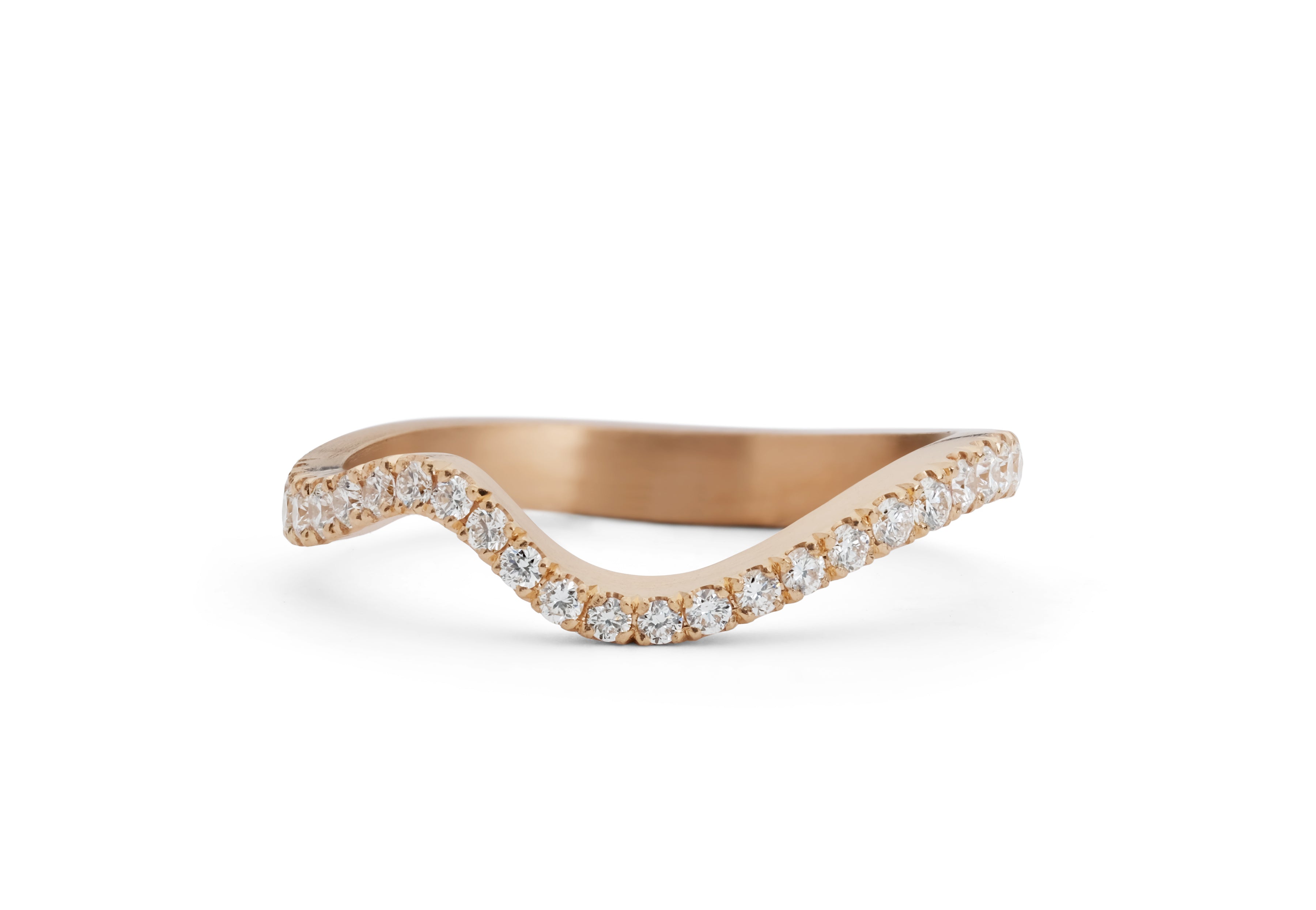 Diamond set soft curve fitted Wave wedding band-McCaul