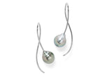White gold and light grey South Sea pearl drop earrings