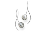 White gold drop earrings with light grey faceted South Sea pearls