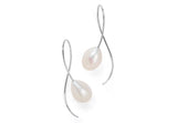 White gold and white freshwater pearl drop earrings