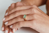 Arris carved rose gold ring with emerald-cut mint tourmaline-McCaul