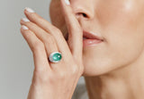 Carved platinum and Paraiba tourmaline cocktail ring with white diamonds-McCaul