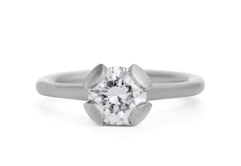 Platinum Calyx engagement ring with white diamond