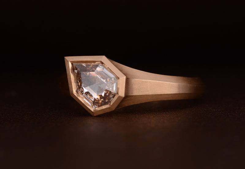 Aegis ring with Empress-cut champagne diamond