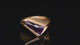 18ct yellow gold carved ring set with fancy cut amethyst
