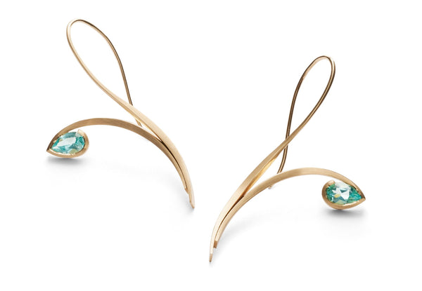 18 carat gold pear shaped paraiba tourmaline earrings