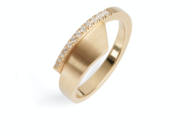 'Overlap' 18ct rose gold and diamond ring-McCaul