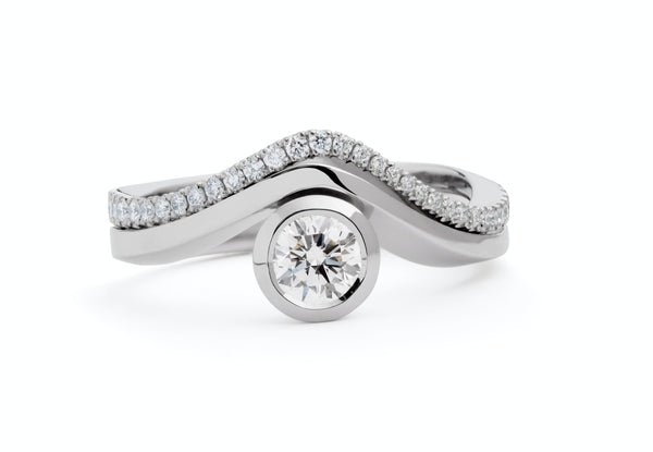 'Balance' platinum engagement ring with matching wedding band-McCaul