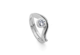 Balance platinum and diamond engagement ring with fitted wedding band
