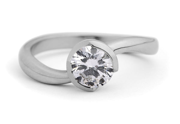 'S-Curve' platinum diamond engagement ring-McCaul