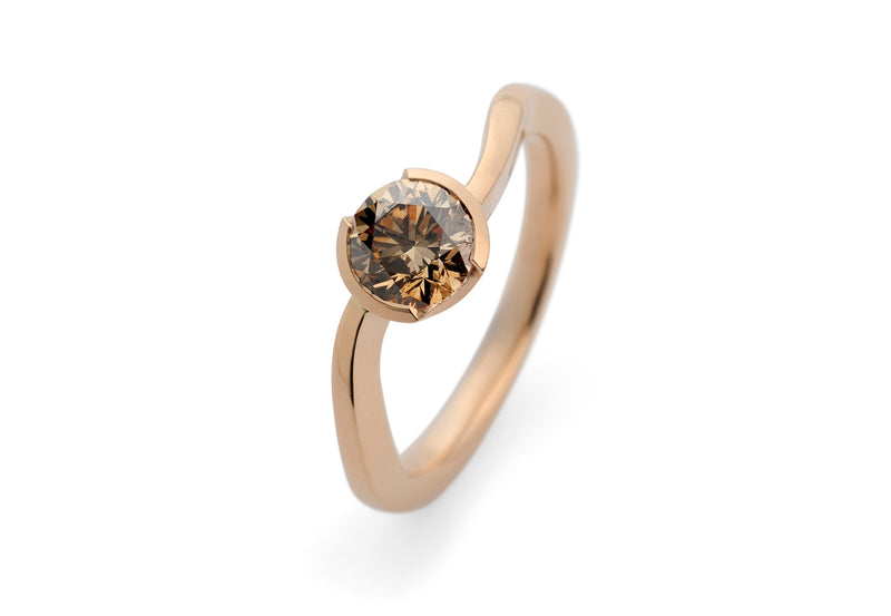 'S-Curve' rose gold engagement ring with cognac diamond-McCaul